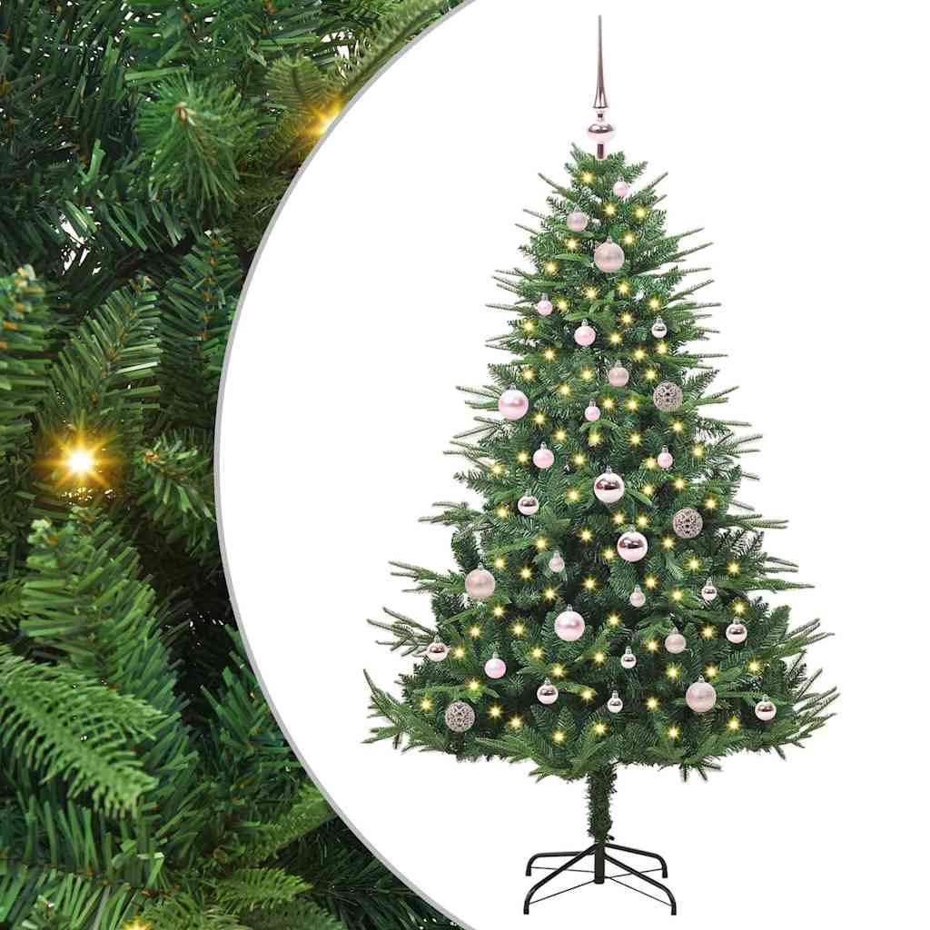 Kunstmatige Vorstverlichte Kerstboom met Bal Set Groen 150 cm