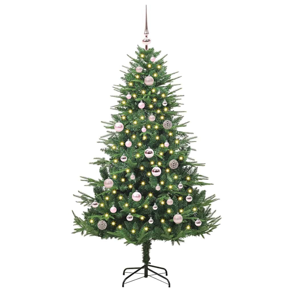 Kunstmatige Vorstverlichte Kerstboom met Bal Set Groen 150 cm