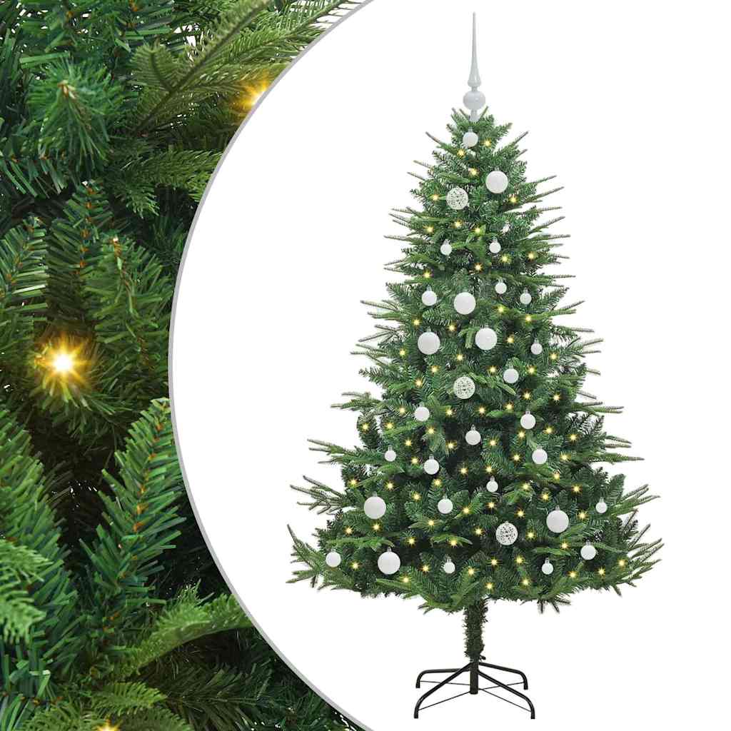 Kunstmatige Vorstverlichte Kerstboom met Bal Set Groen 150 cm