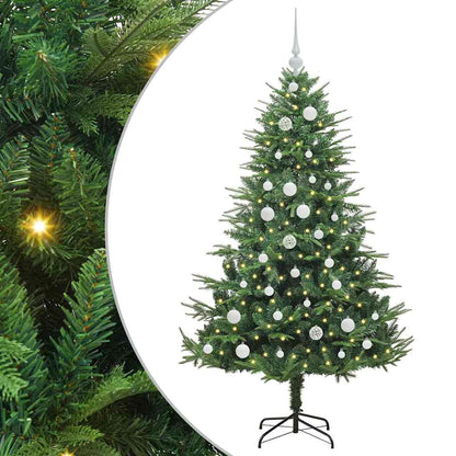 Kunstmatige Vorstverlichte Kerstboom met Bal Set Groen 150 cm