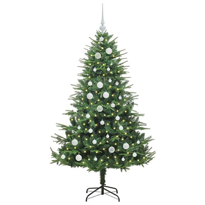 Kunstmatige Vorstverlichte Kerstboom met Bal Set Groen 150 cm