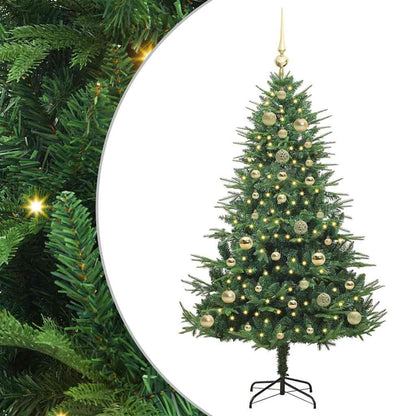 Kunstmatige Vorstverlichte Kerstboom met Bal Set Groen 150 cm