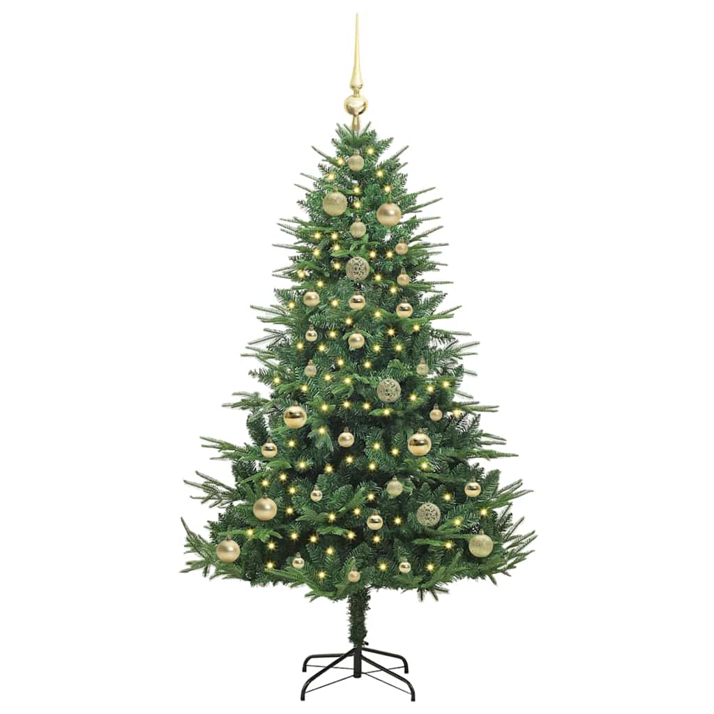 Kunstmatige Vorstverlichte Kerstboom met Bal Set Groen 150 cm
