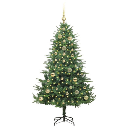 Kunstmatige Vorstverlichte Kerstboom met Bal Set Groen 150 cm