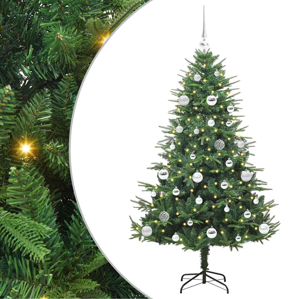 Kunstmatige Vorstverlichte Kerstboom met Bal Set Groen 150 cm