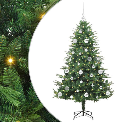 Kunstmatige Vorstverlichte Kerstboom met Bal Set Groen 150 cm