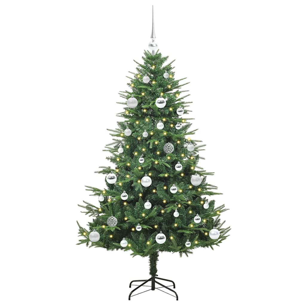 Kunstmatige Vorstverlichte Kerstboom met Bal Set Groen 150 cm