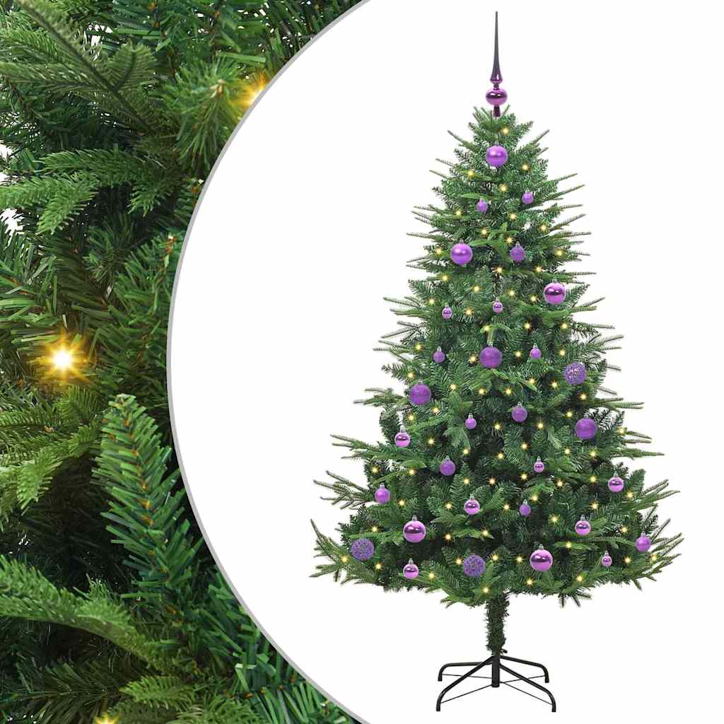 Kunstmatige Vorstverlichte Kerstboom met Bal Set Groen 150 cm