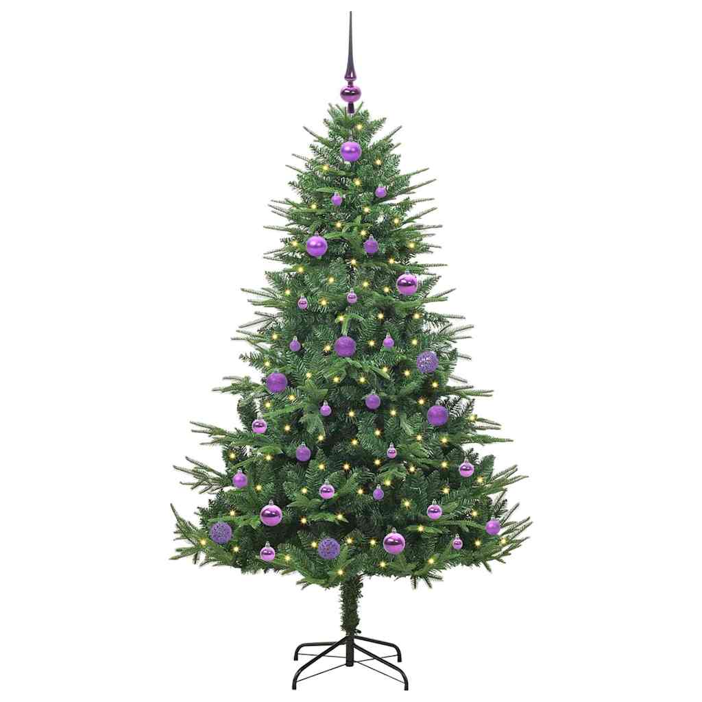 Kunstmatige Vorstverlichte Kerstboom met Bal Set Groen 150 cm