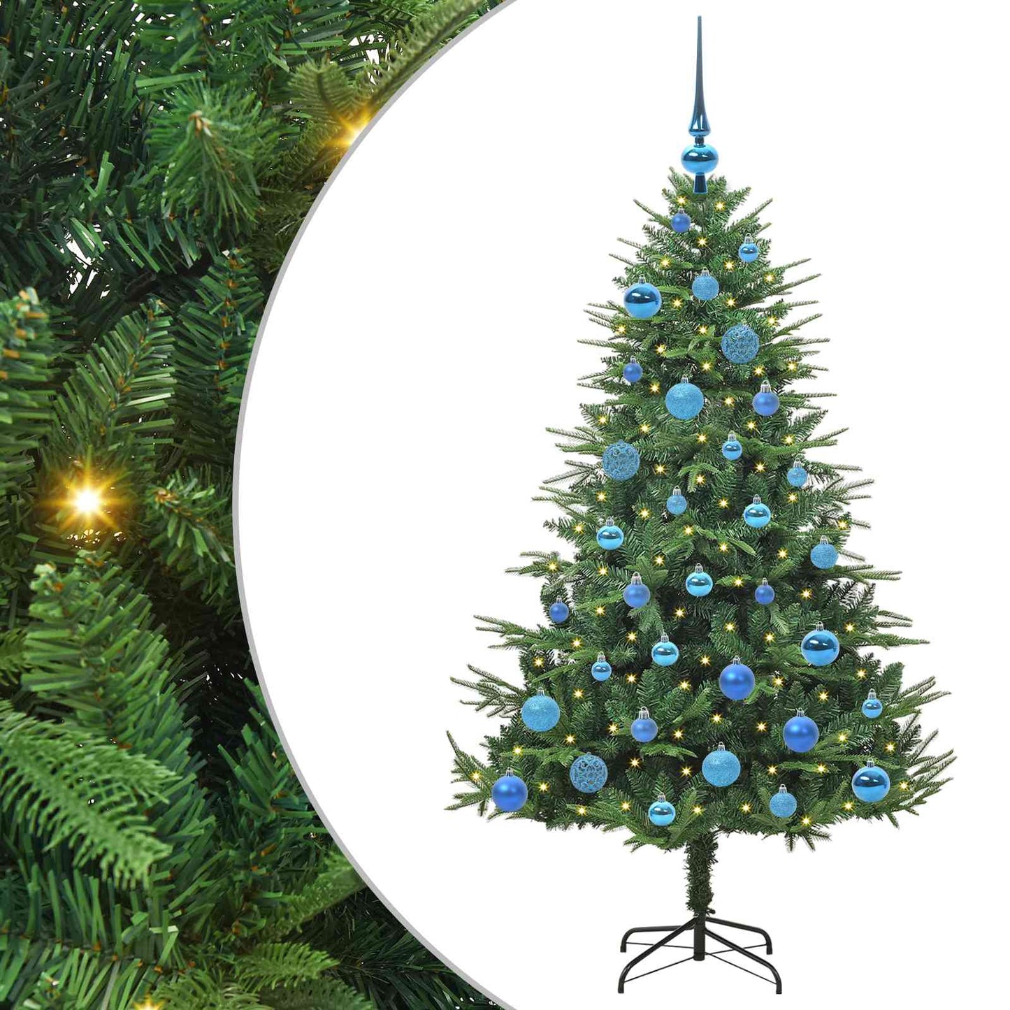 Kunstmatige Vorstverlichte Kerstboom met Bal Set Groen 150 cm