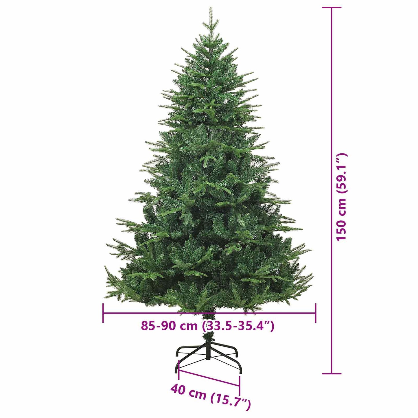 Kunstmatige Vorstverlichte Kerstboom met Bal Set Groen 150 cm