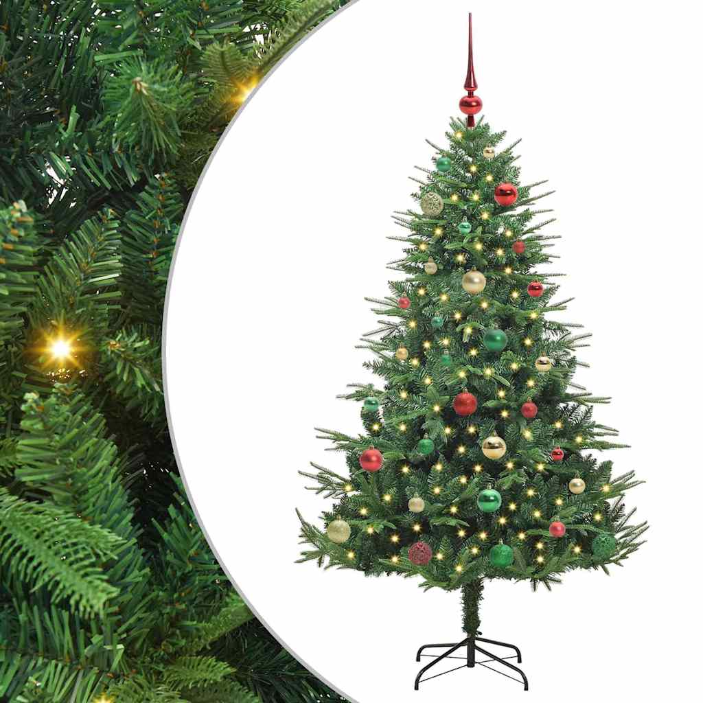 Kunstmatige Vorstverlichte Kerstboom met Bal Set Groen 150 cm