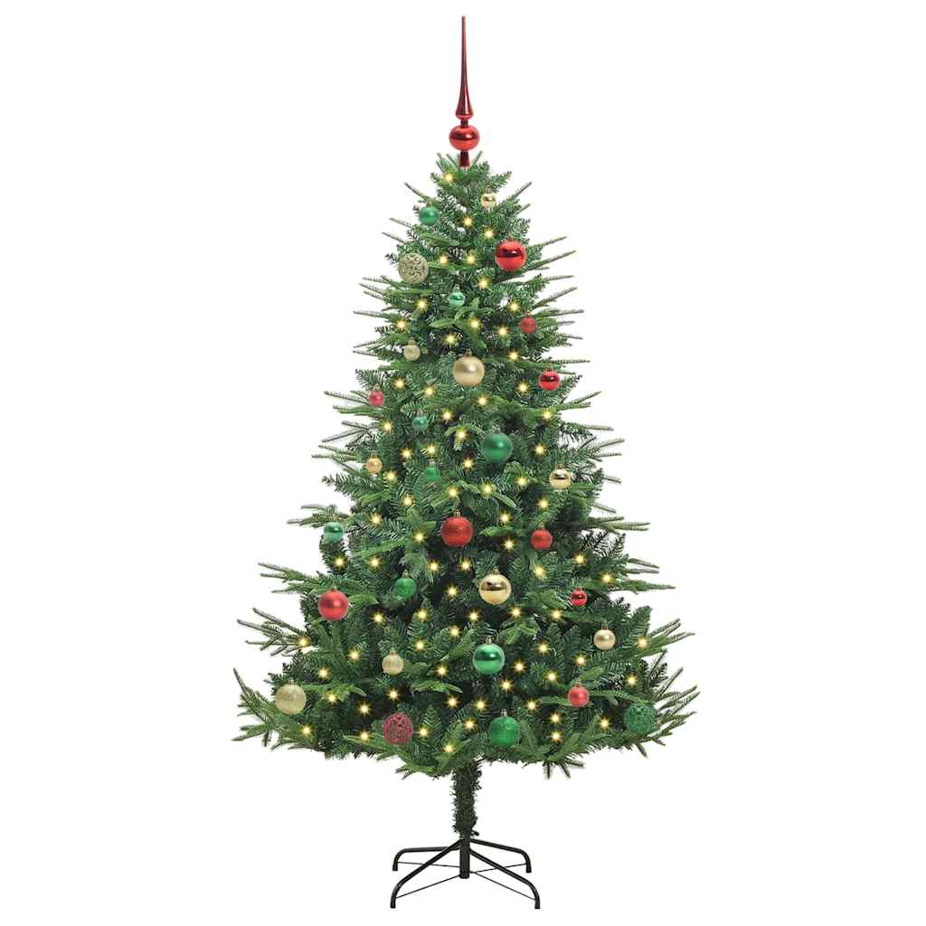 Kunstmatige Vorstverlichte Kerstboom met Bal Set Groen 150 cm