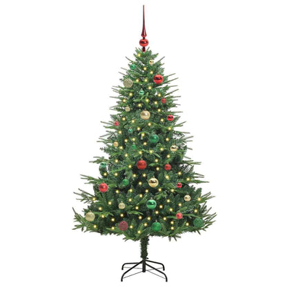 Kunstmatige Vorstverlichte Kerstboom met Bal Set Groen 150 cm