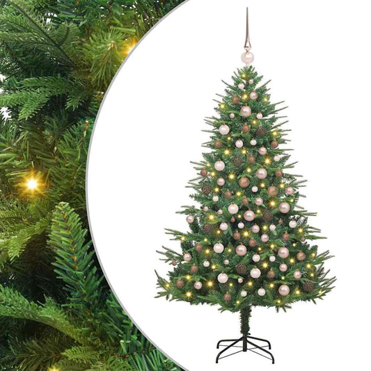 Kunstmatige Vorstverlichte Kerstboom met Bal Set Groen 180 cm