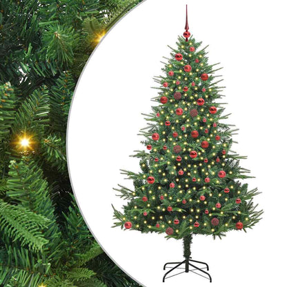 Kunstmatige Vorstverlichte Kerstboom met Bal Set Groen 180 cm