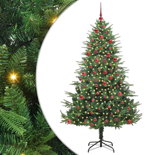 Kunstmatige Vorstverlichte Kerstboom met Bal Set Groen 180 cm