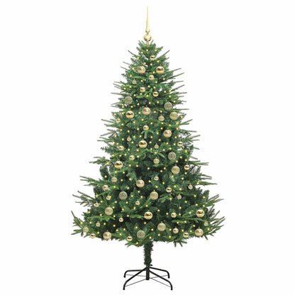 Kunstmatige Vorstverlichte Kerstboom met Bal Set Groen 180 cm