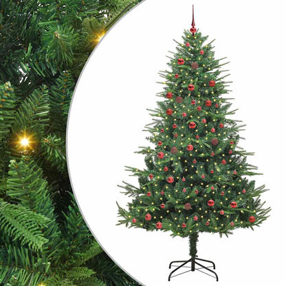Kunstmatige Vorstverlichte Kerstboom met Bal Set Groen 210 cm