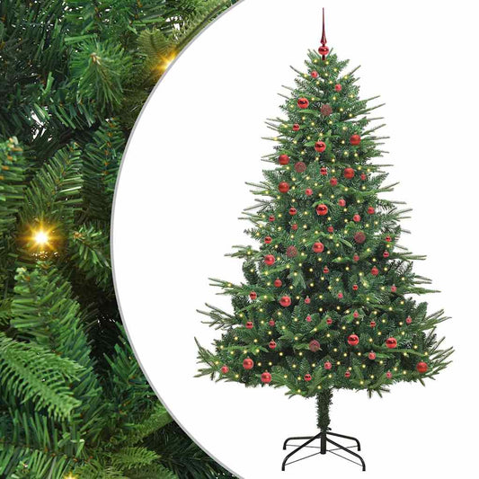 Kunstmatige Vorstverlichte Kerstboom met Bal Set Groen 210 cm