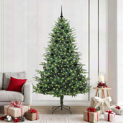 Kunstmatige Vorstverlichte Kerstboom met Bal Set Groen 210 cm