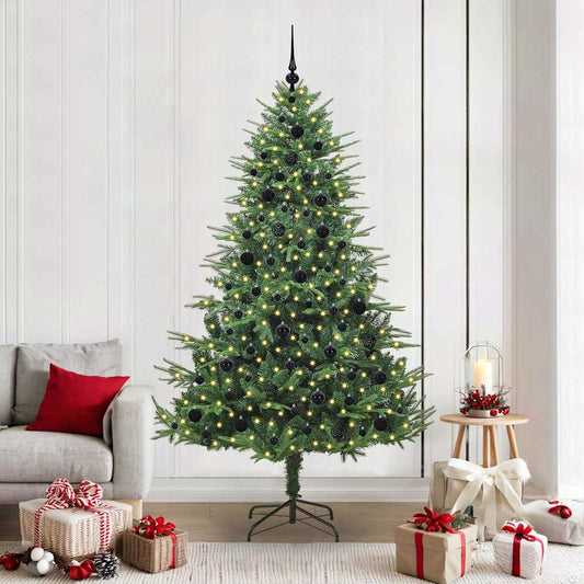 Kunstmatige Vorstverlichte Kerstboom met Bal Set Groen 210 cm