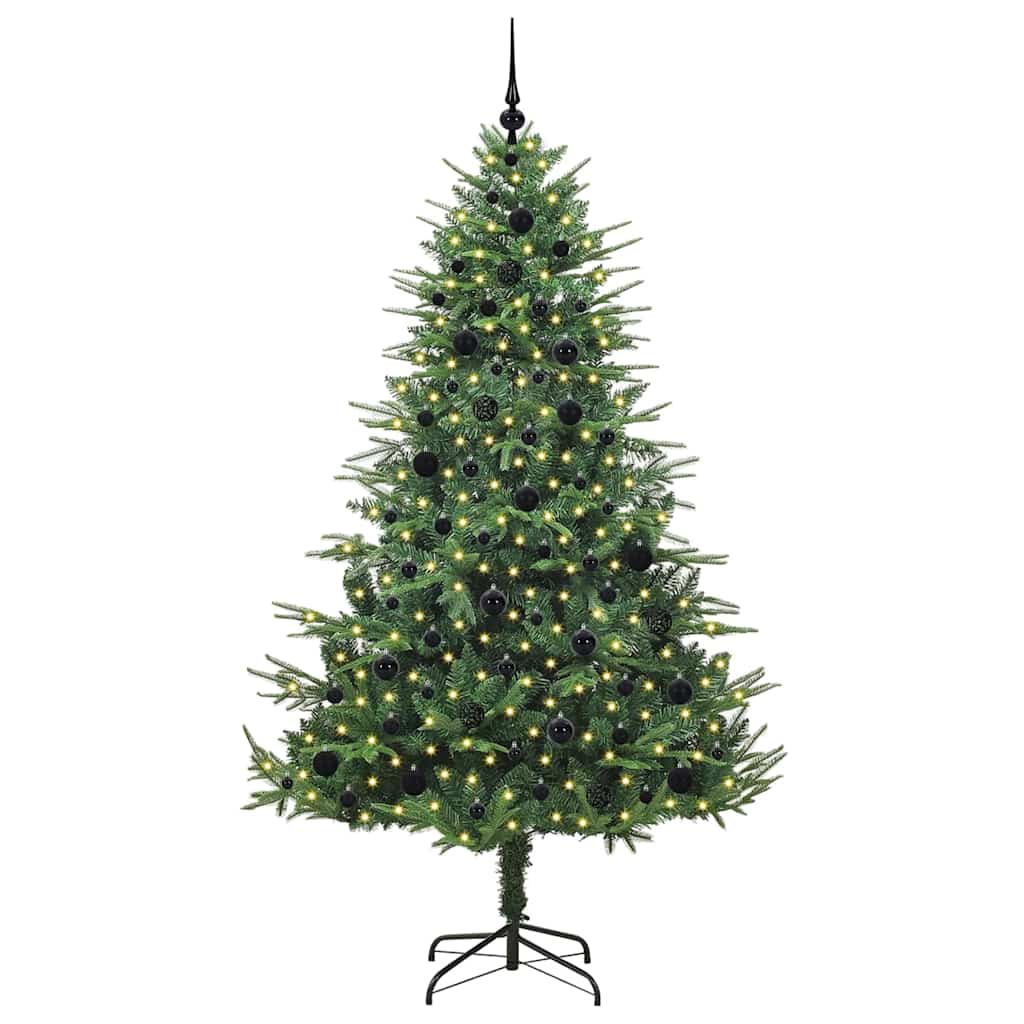 Kunstmatige Vorstverlichte Kerstboom met Bal Set Groen 210 cm