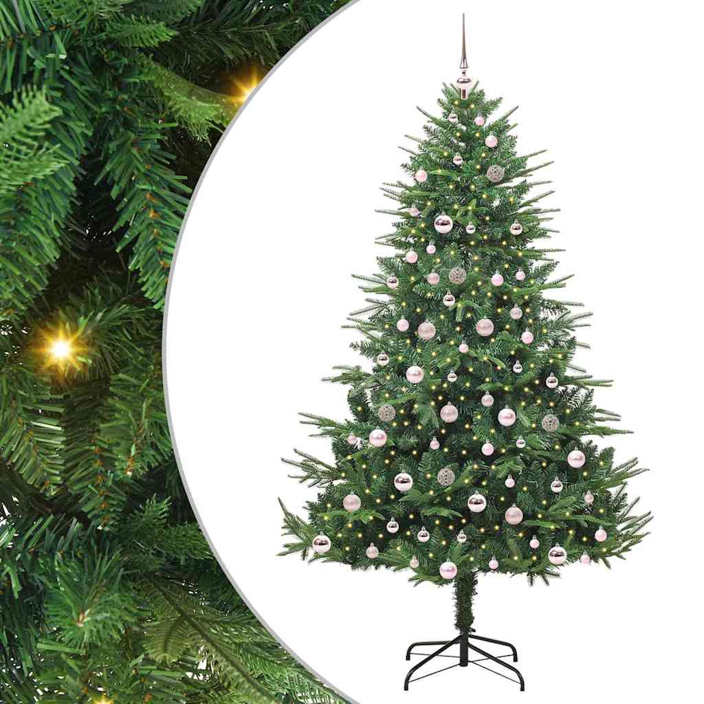 Kunstmatige Vorstverlichte Kerstboom met Bal Set Groen 210 cm