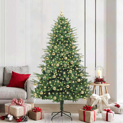 Kunstmatige Vorstverlichte Kerstboom met Bal Set Groen 210 cm