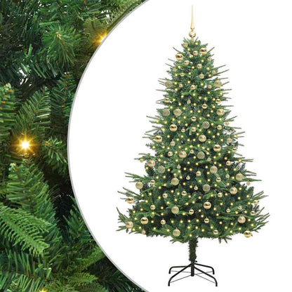 Kunstmatige Vorstverlichte Kerstboom met Bal Set Groen 210 cm