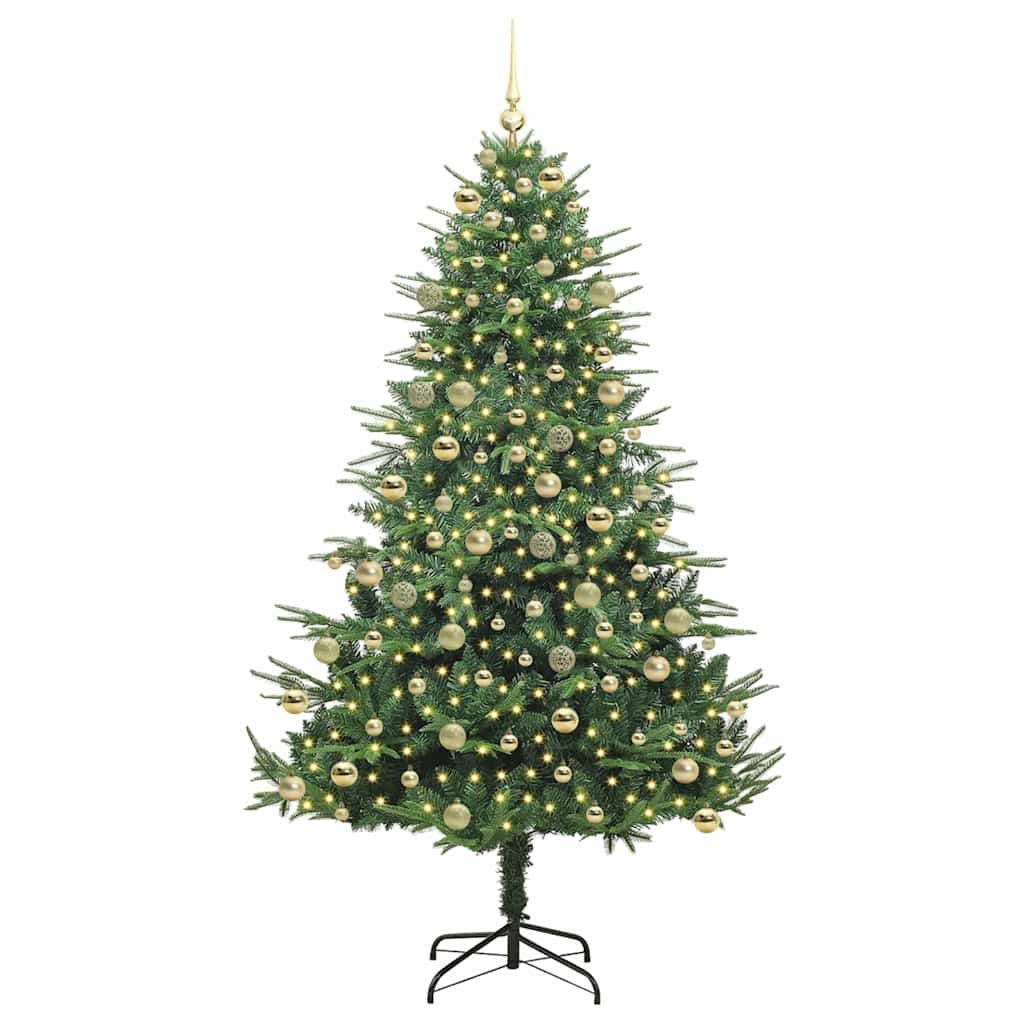 Kunstmatige Vorstverlichte Kerstboom met Bal Set Groen 210 cm