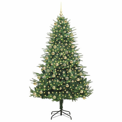 Kunstmatige Vorstverlichte Kerstboom met Bal Set Groen 210 cm