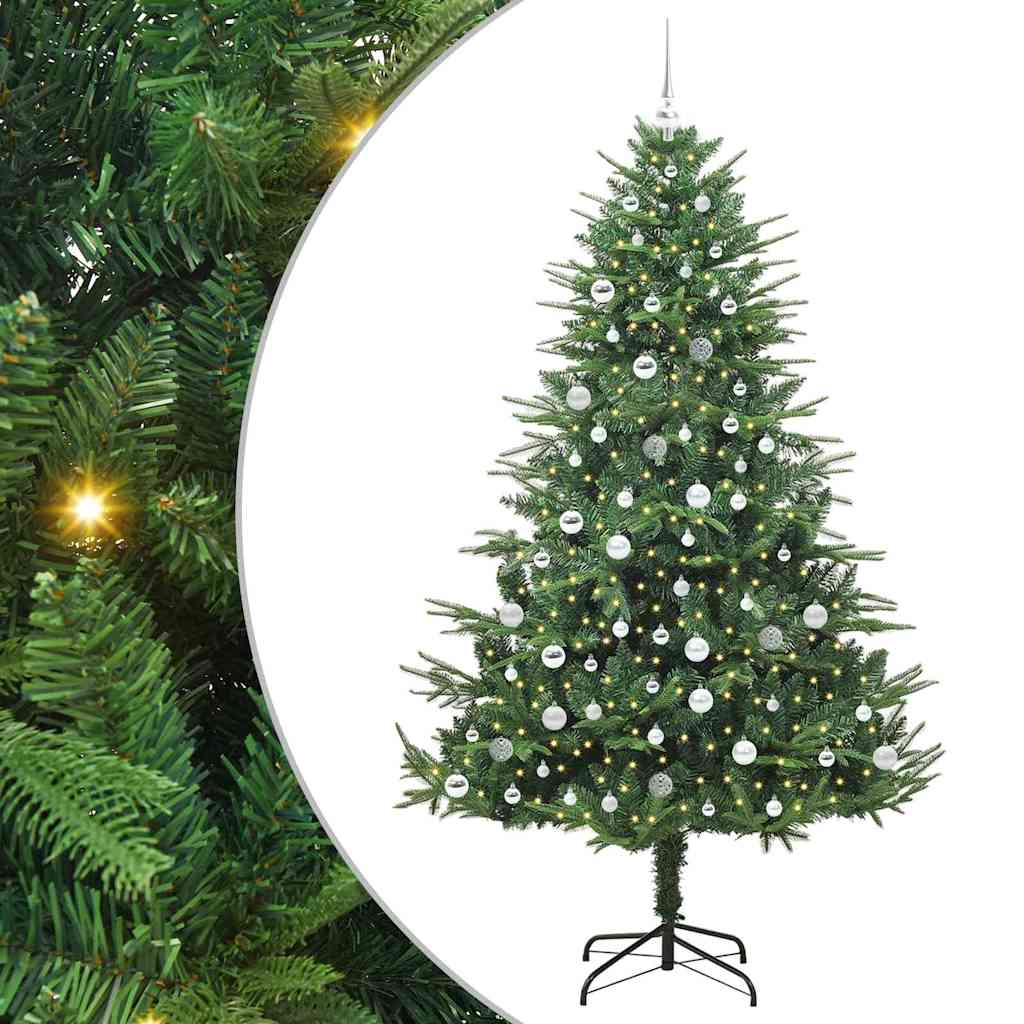 Kunstmatige Vorstverlichte Kerstboom met Bal Set Groen 210 cm