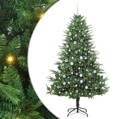 Kunstmatige Vorstverlichte Kerstboom met Bal Set Groen 210 cm