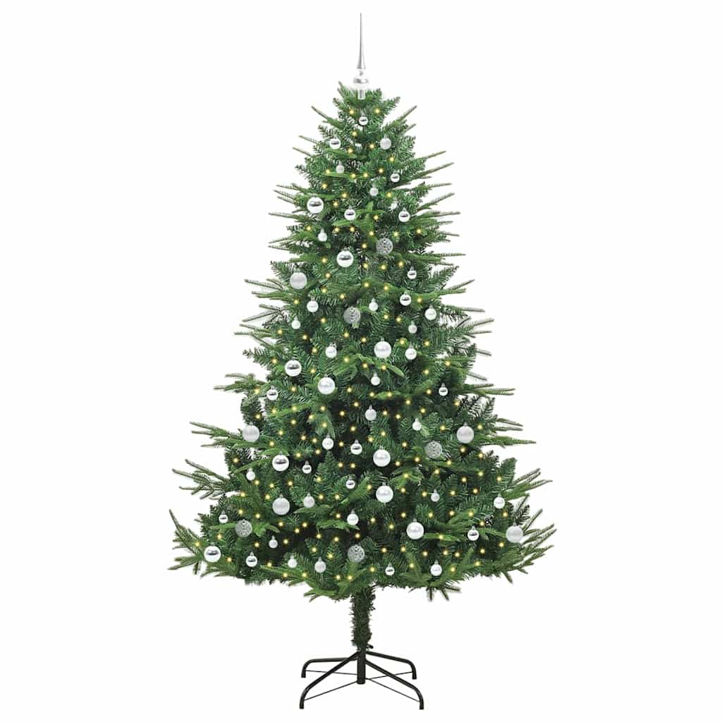 Kunstmatige Vorstverlichte Kerstboom met Bal Set Groen 210 cm