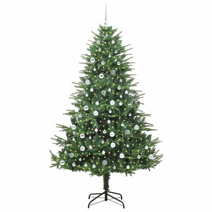 Kunstmatige Vorstverlichte Kerstboom met Bal Set Groen 210 cm