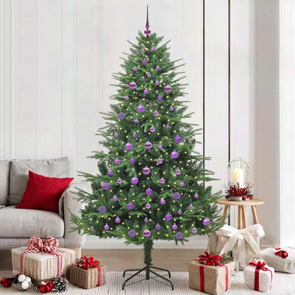 Kunstmatige Vorstverlichte Kerstboom met Bal Set Groen 210 cm
