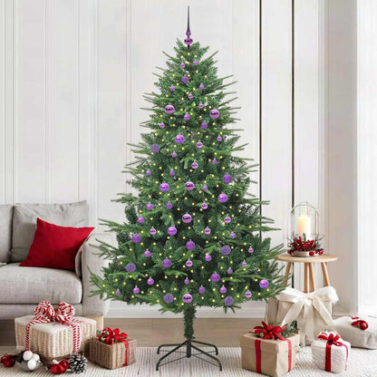 Kunstmatige Vorstverlichte Kerstboom met Bal Set Groen 210 cm