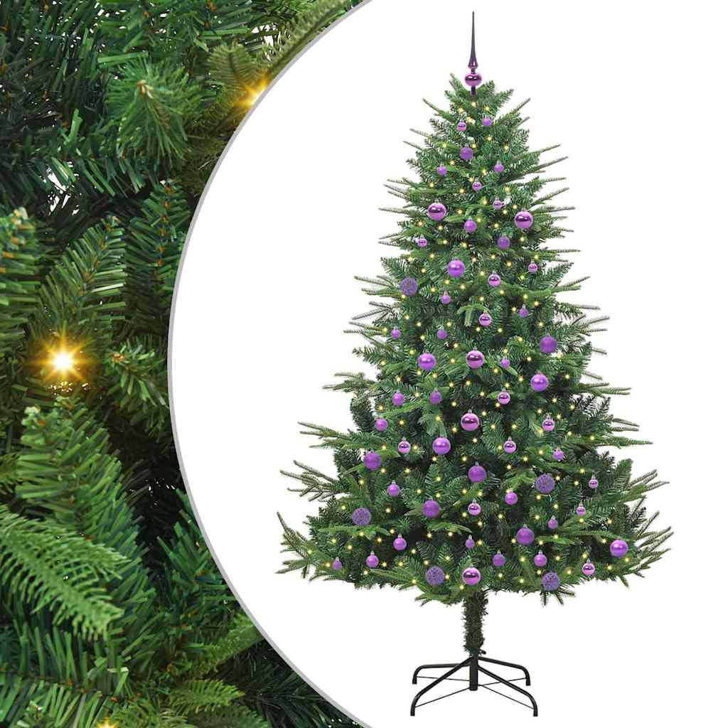 Kunstmatige Vorstverlichte Kerstboom met Bal Set Groen 210 cm