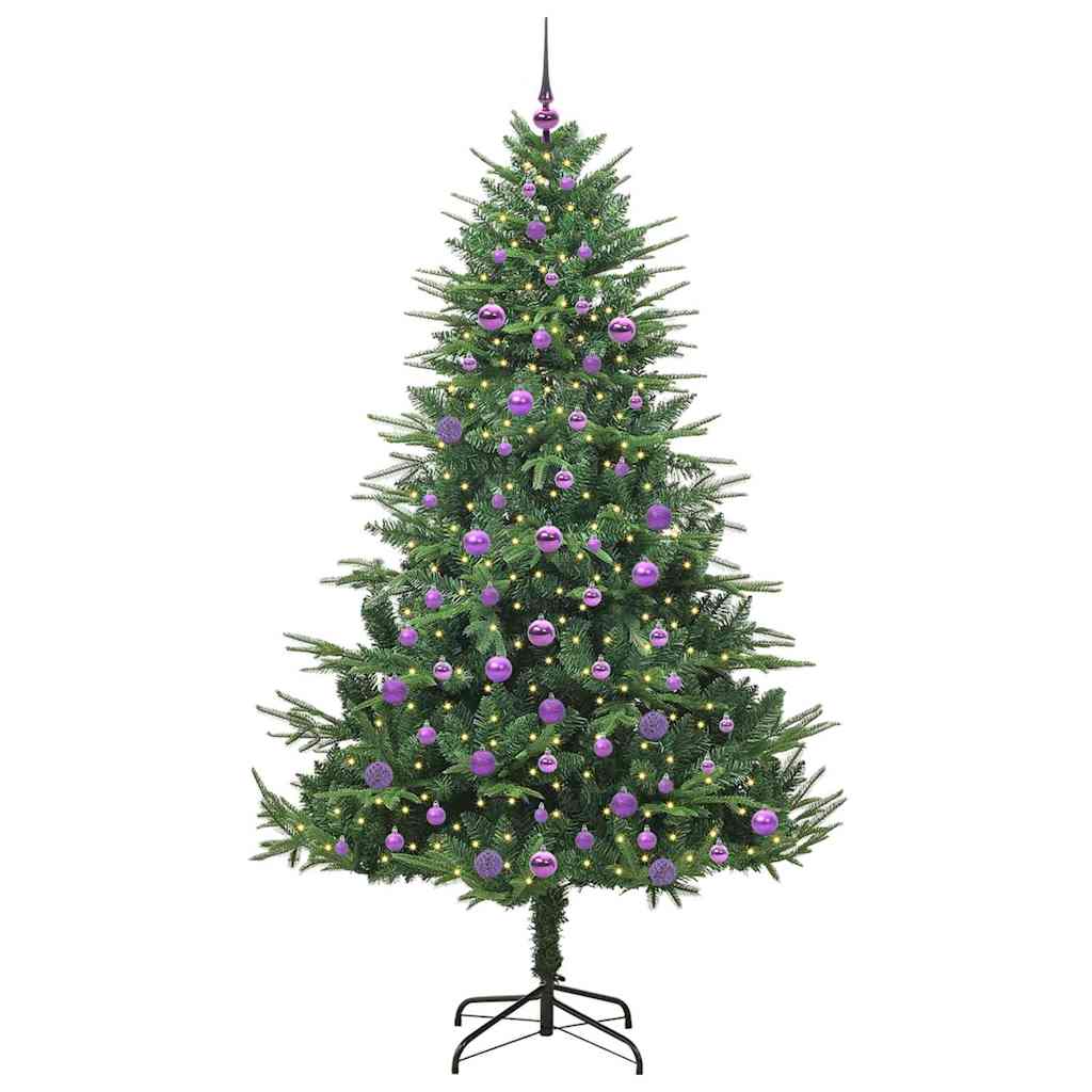 Kunstmatige Vorstverlichte Kerstboom met Bal Set Groen 210 cm