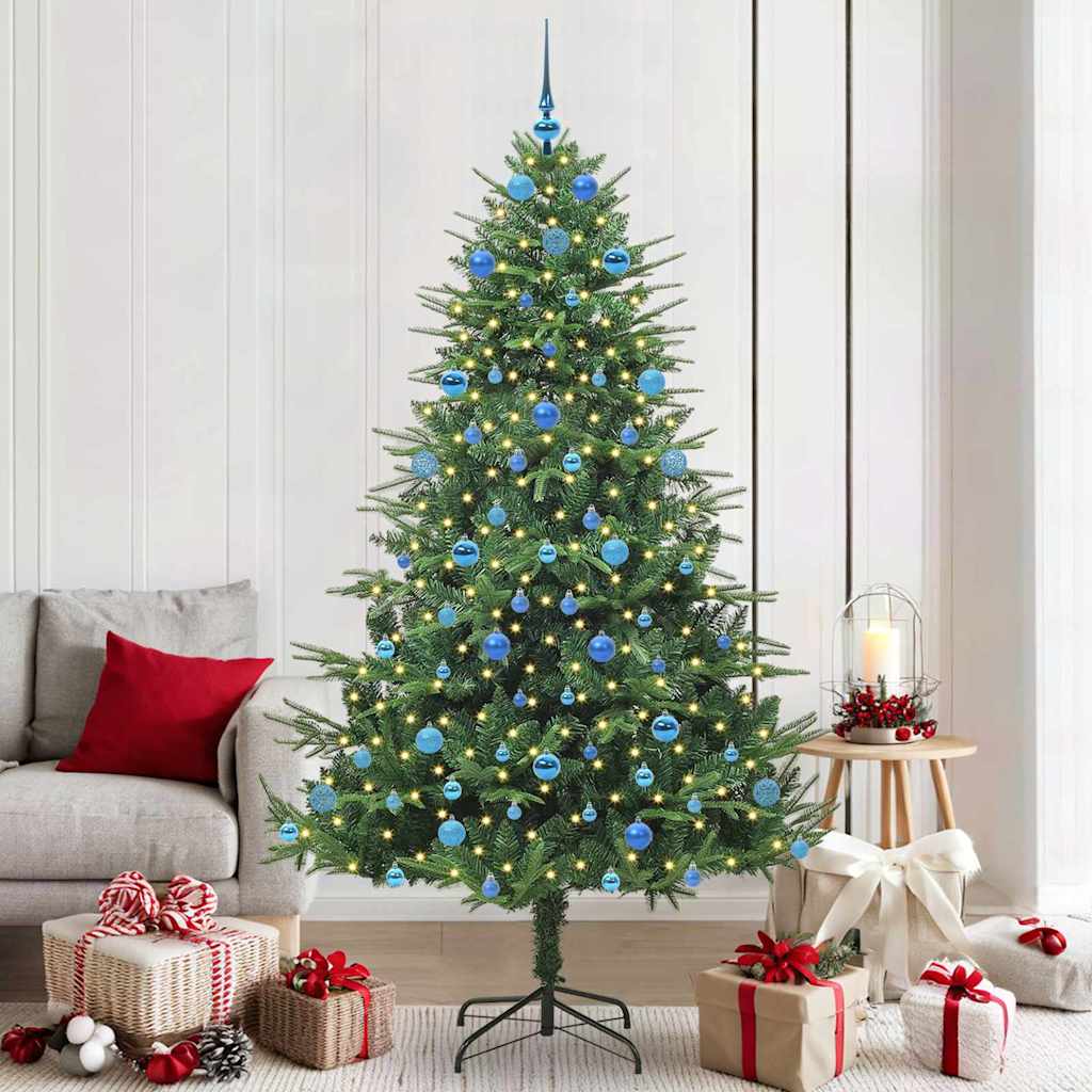 Kunstmatige Vorstverlichte Kerstboom met Bal Set Groen 210 cm