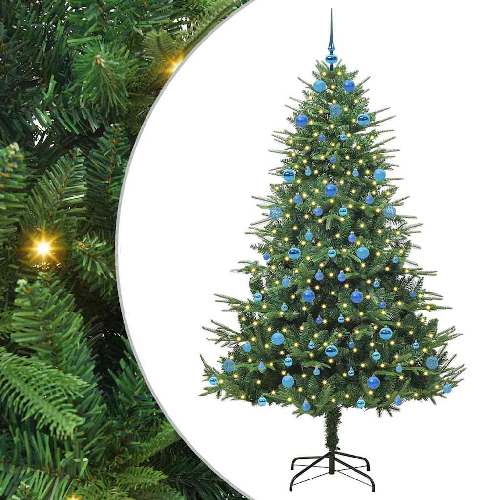 Kunstmatige Vorstverlichte Kerstboom met Bal Set Groen 210 cm