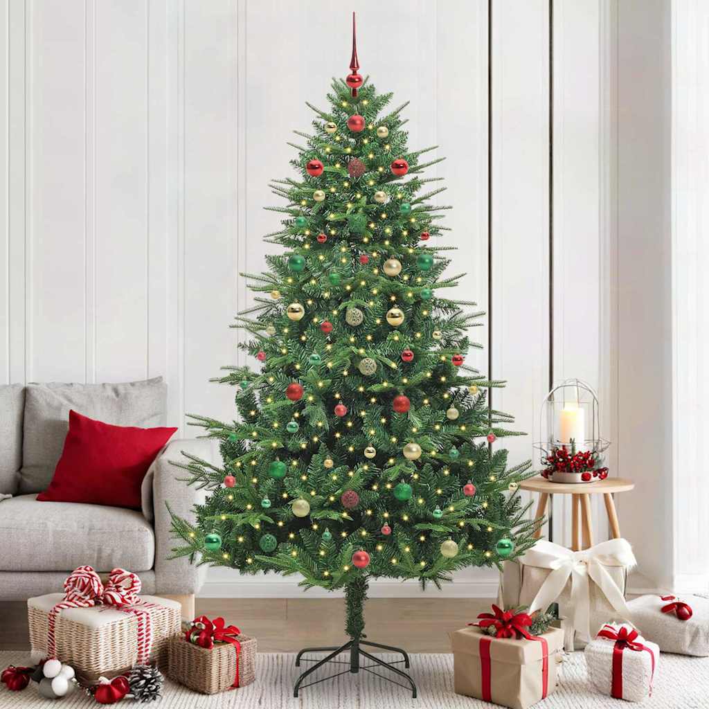 Kunstmatige Vorstverlichte Kerstboom met Bal Set Groen 210 cm