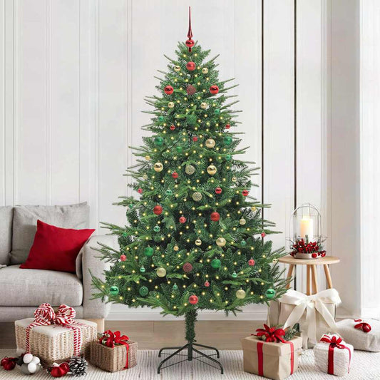 Kunstmatige Vorstverlichte Kerstboom met Bal Set Groen 210 cm