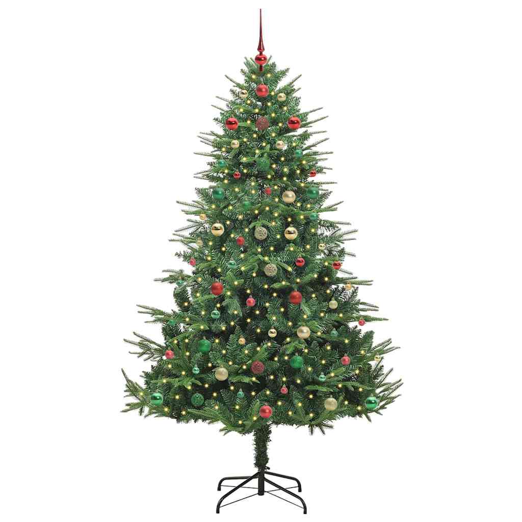 Kunstmatige Vorstverlichte Kerstboom met Bal Set Groen 210 cm