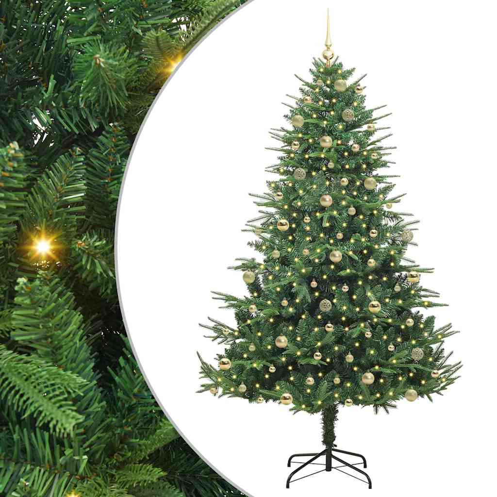 Kunstmatige Vorstverlichte Kerstboom met Bal Set Groen 240 cm
