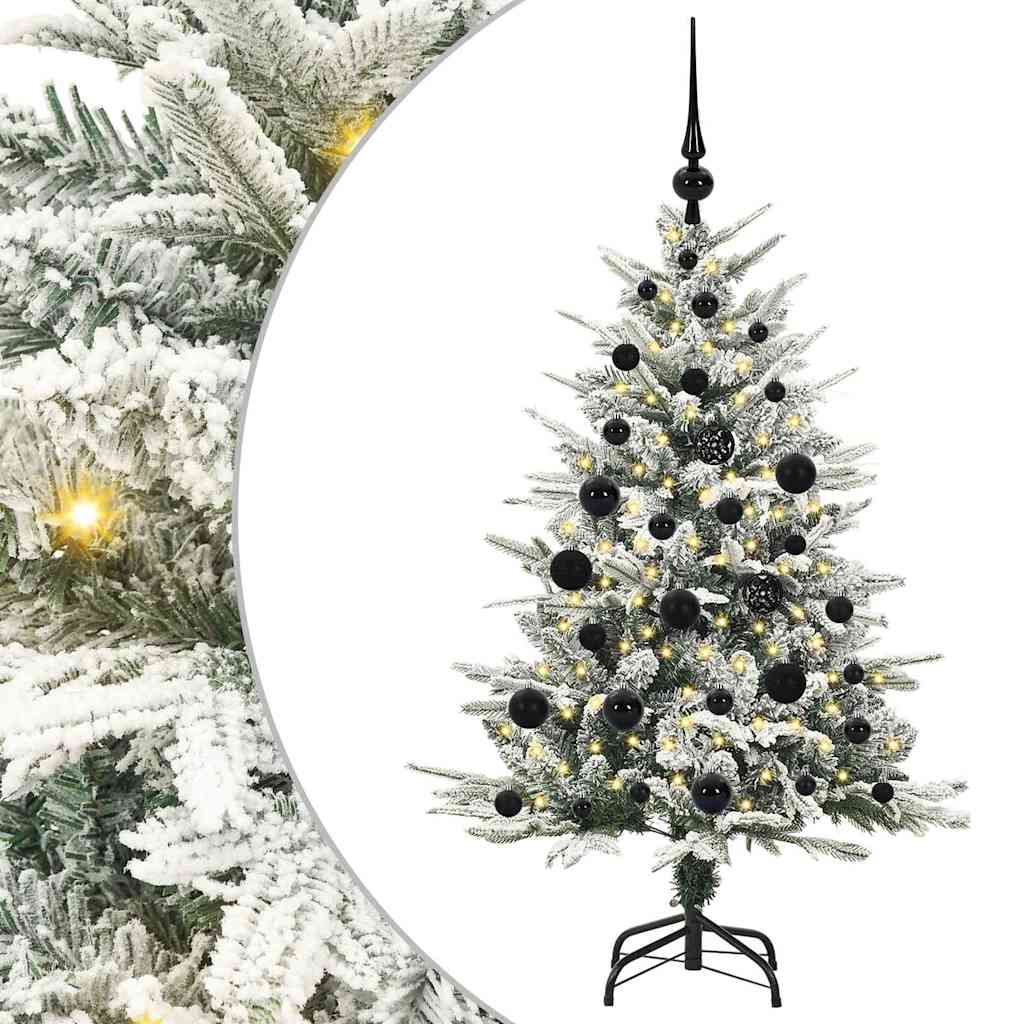 Kunstmatige Vorstverlichte Kerstboom met Bal Set Groen 120 cm