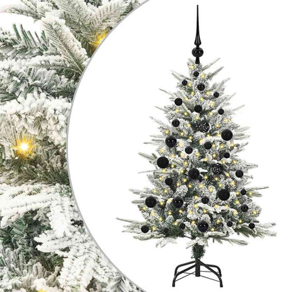 Kunstmatige Vorstverlichte Kerstboom met Bal Set Groen 120 cm