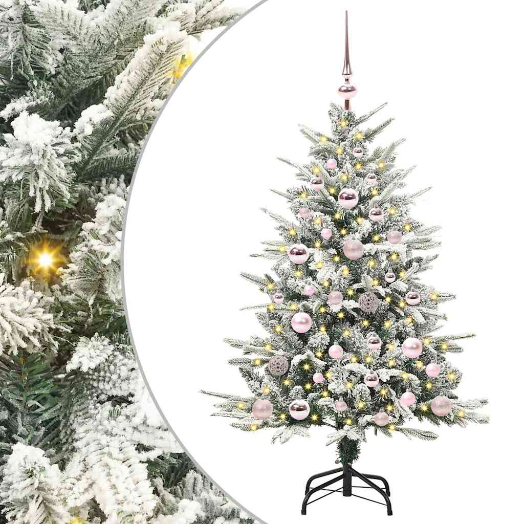 Kunstmatige Vorstverlichte Kerstboom met Bal Set Groen 120 cm