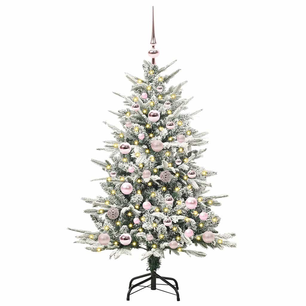 Kunstmatige Vorstverlichte Kerstboom met Bal Set Groen 120 cm